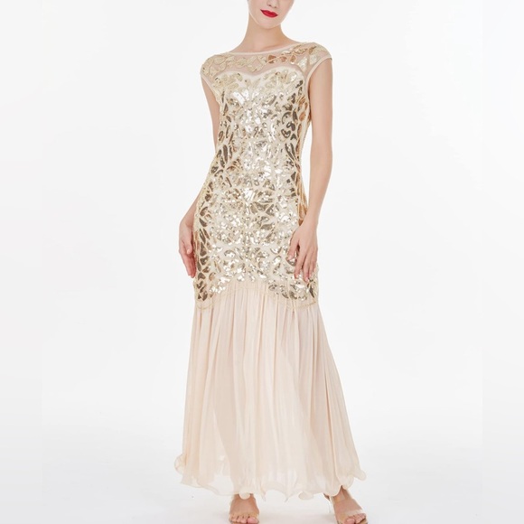 1920 Sequined Embellished Flapper dress gown plus size XXL 18-20 Halloween - Picture 4 of 10